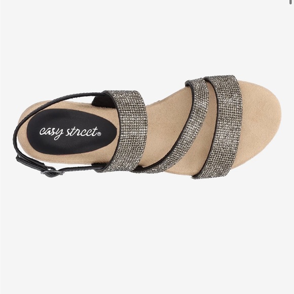 Easy Street Radical Strappy Sandals Black Size 8.5 - Picture 3 of 9